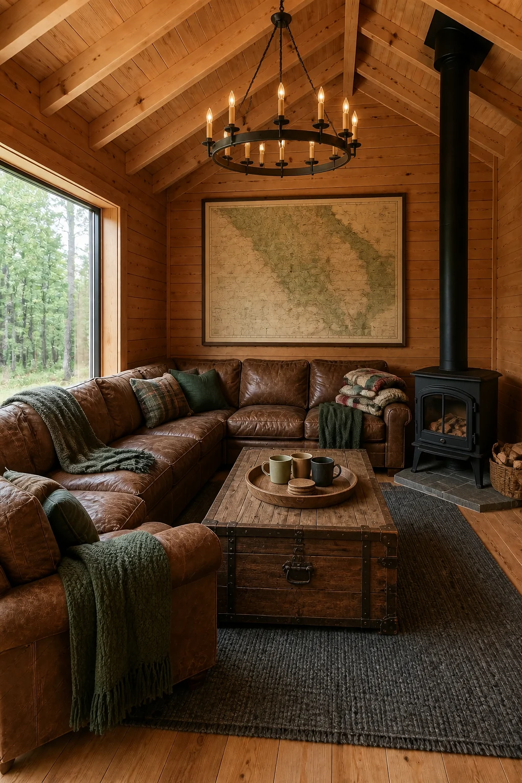 The same room styled as The Multi-Gen Lodge