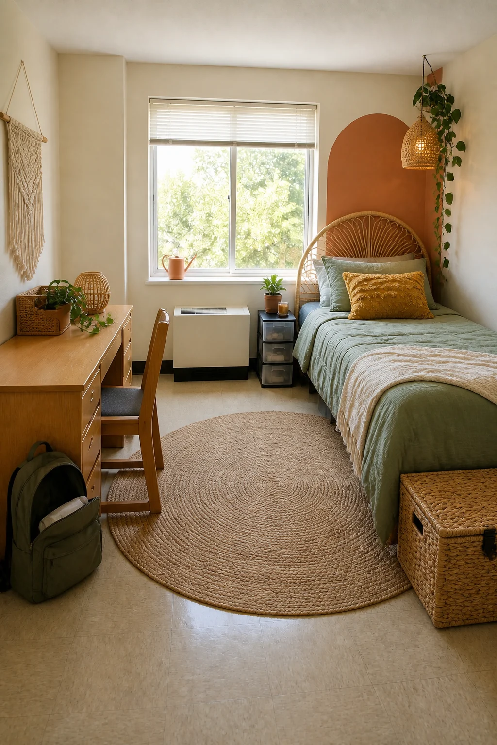 The same room styled as Boho Plant Parent