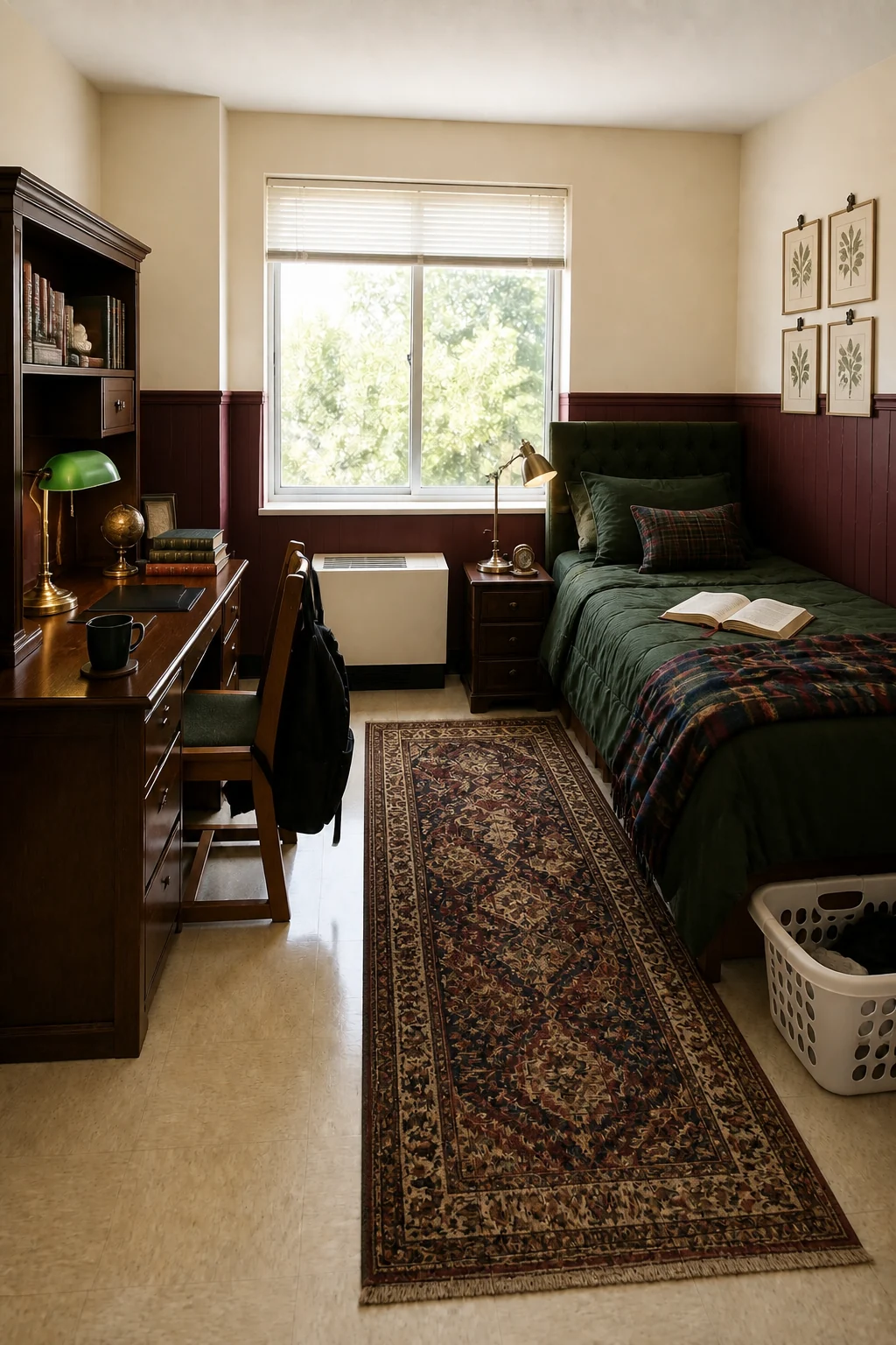 The same room styled as Dark Academia