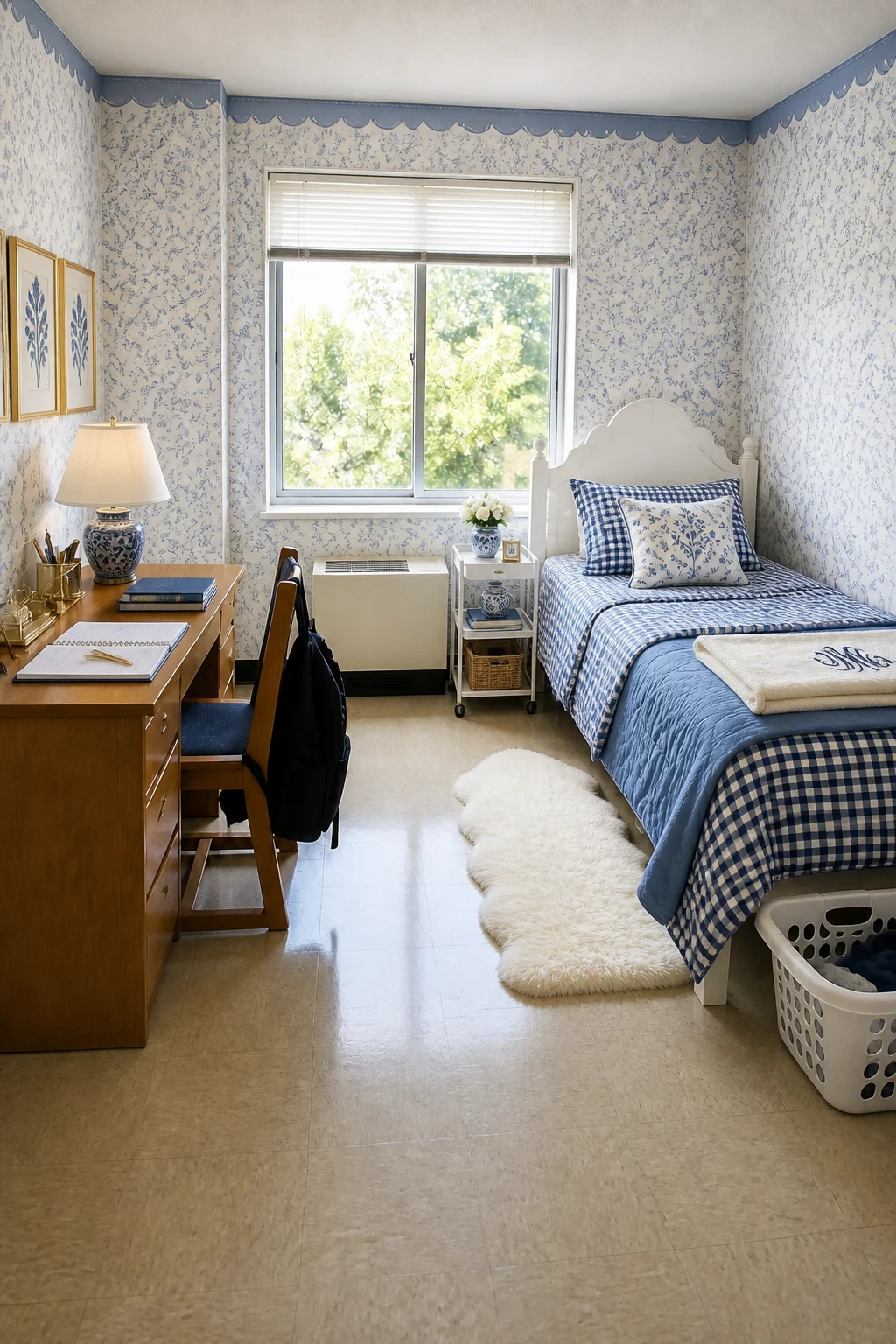 The same room styled as Preppy Classic