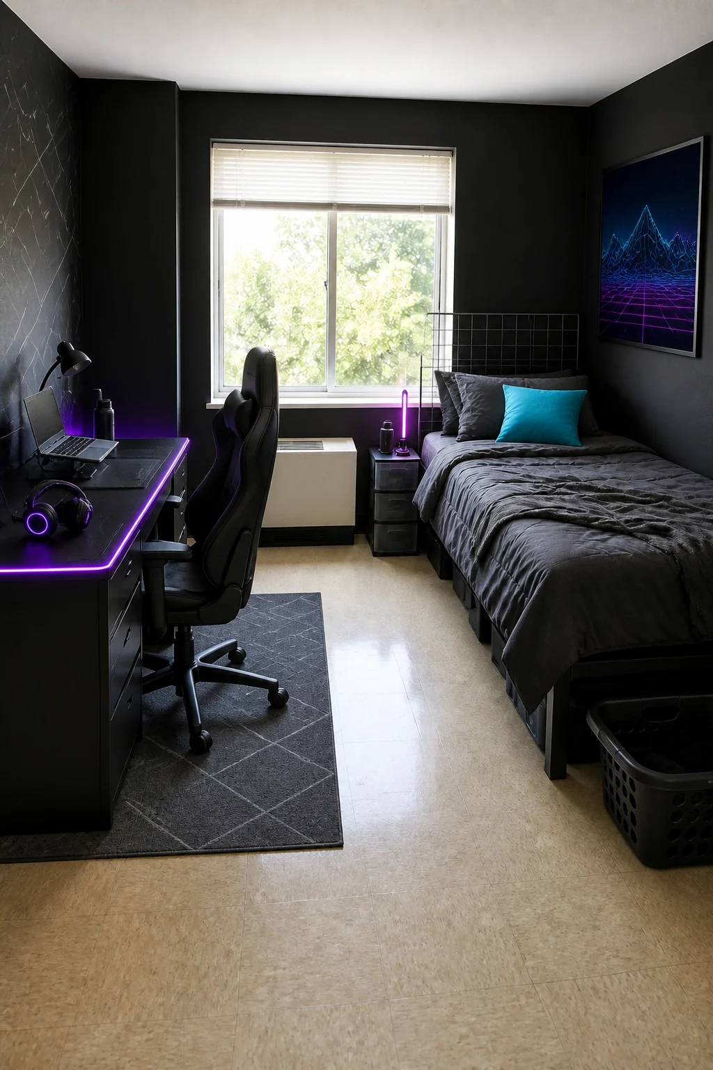 The same room styled as Tech-Forward