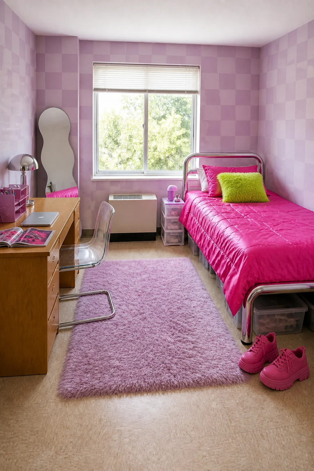 The same room styled as Y2K Retro