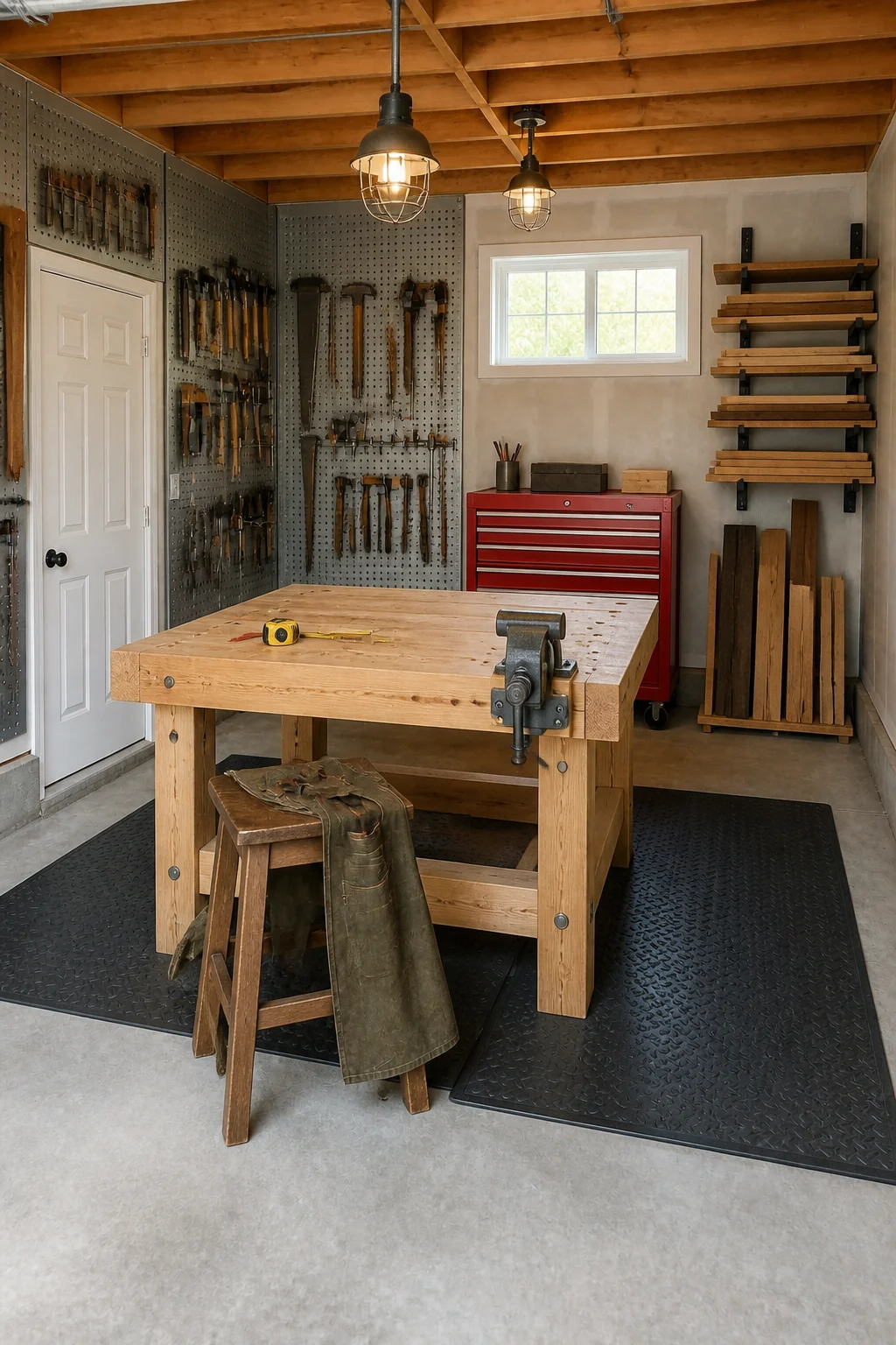 The same room styled as The Maker's Woodshop
