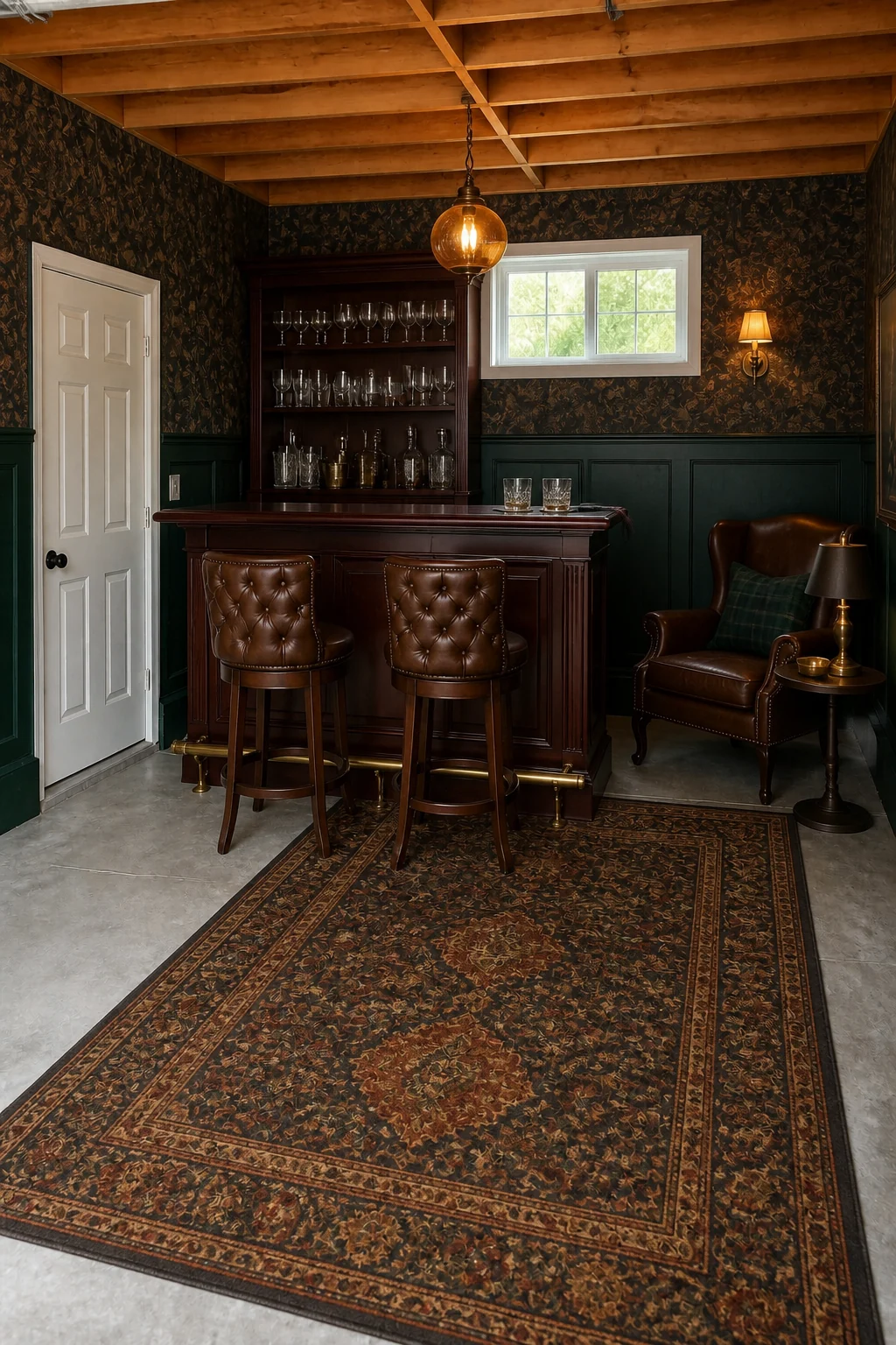 The same room styled as The Pub Lounge