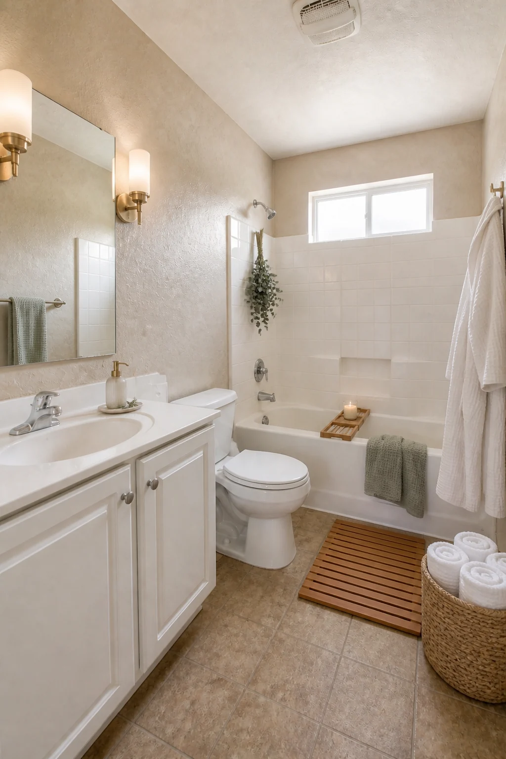The same room styled as Empty Nester Spa