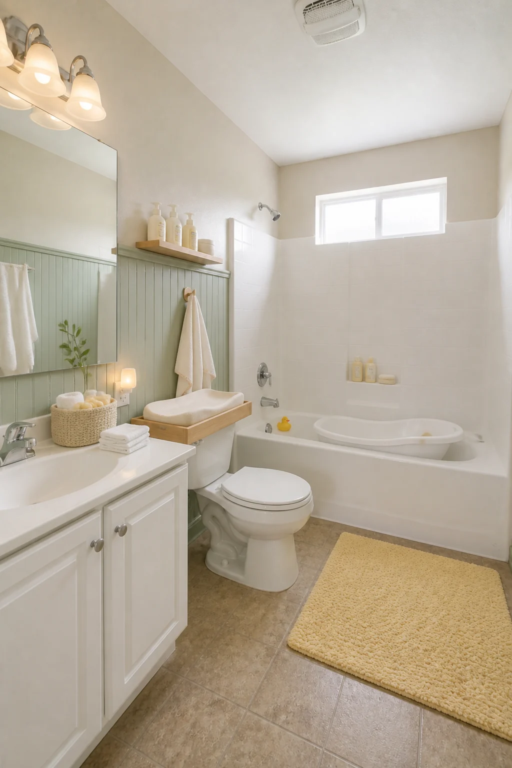 The same room styled as Newborn Nursery Prep