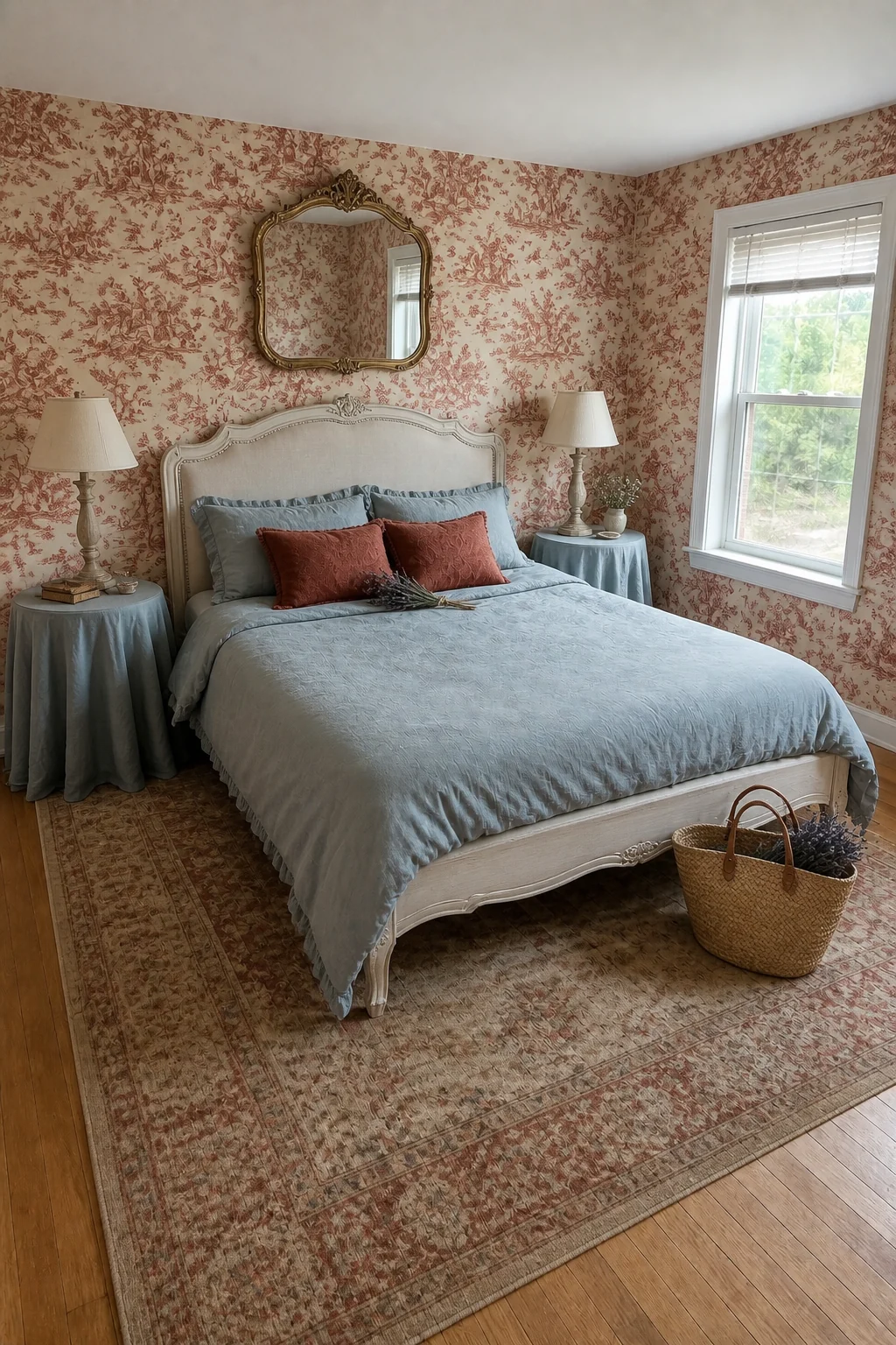 The same room styled as French Country