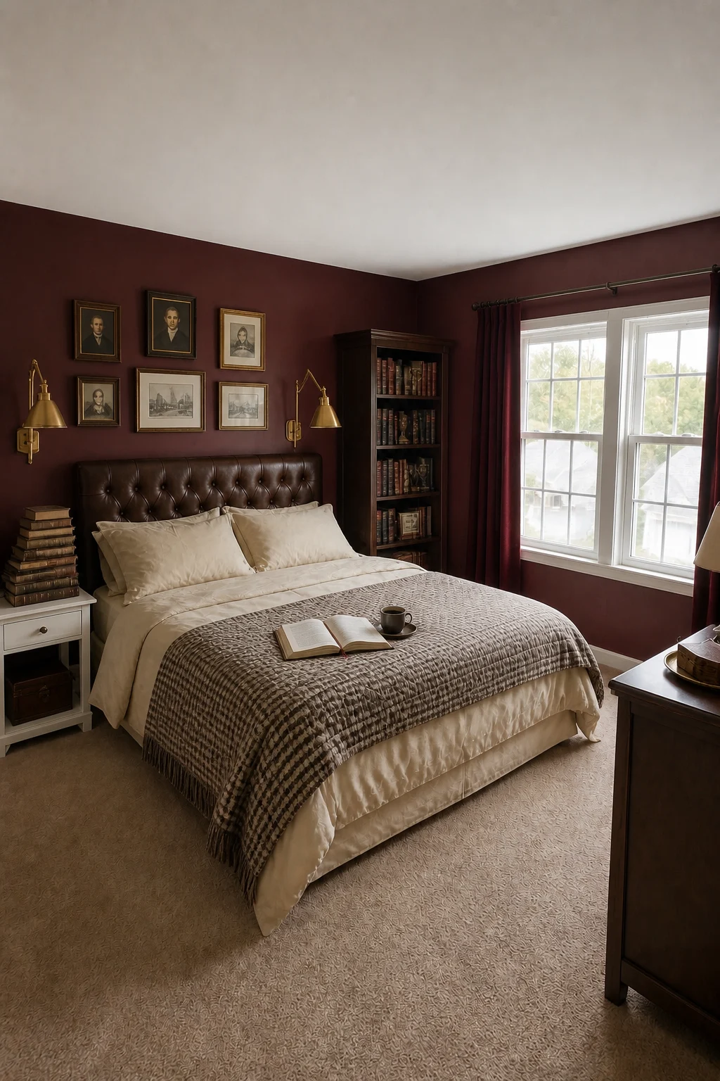 The same room styled as Dark Academia