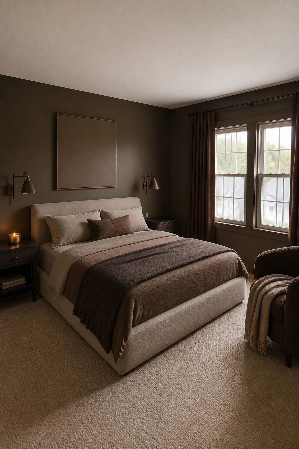 The same room styled as Enveloping Monochromatic
