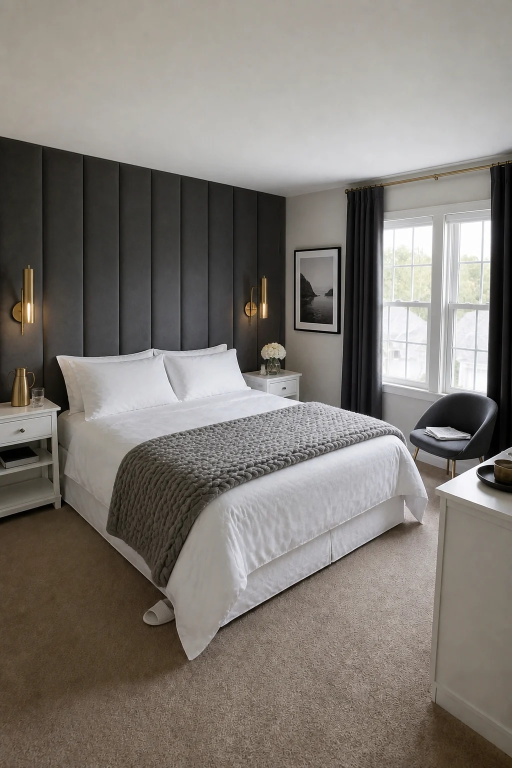The same room styled as Luxe Hotel
