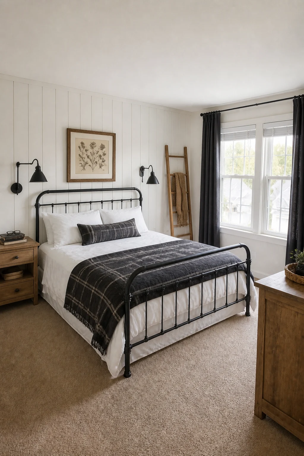 The same room styled as Modern Farmhouse