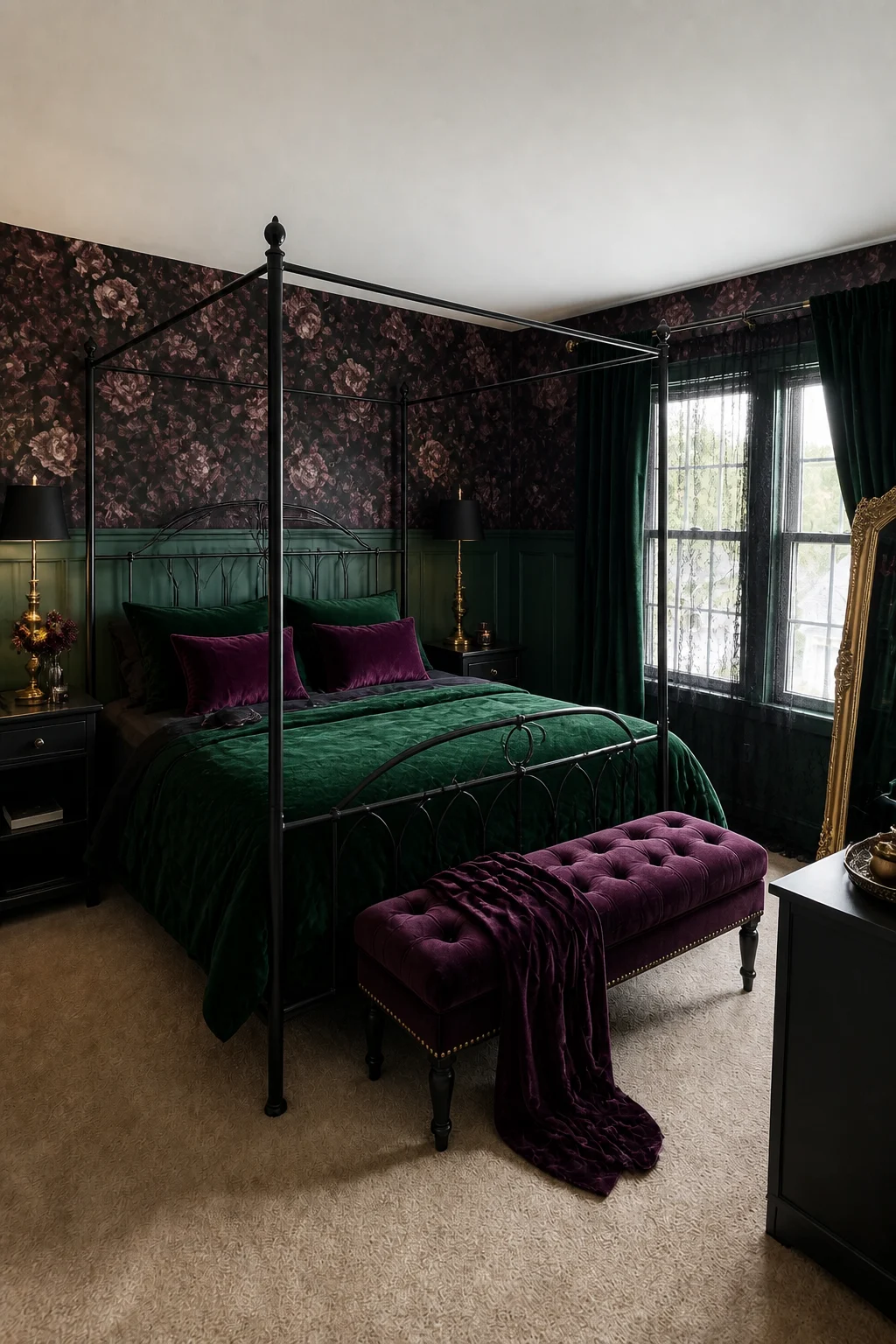 The same room styled as Moody Victorian