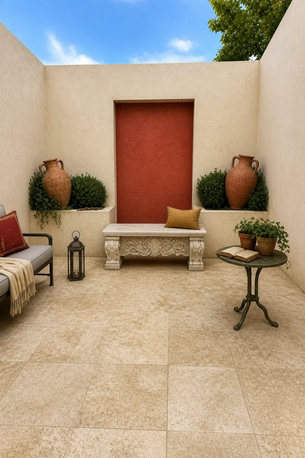 The same room styled as Roman Antiquity