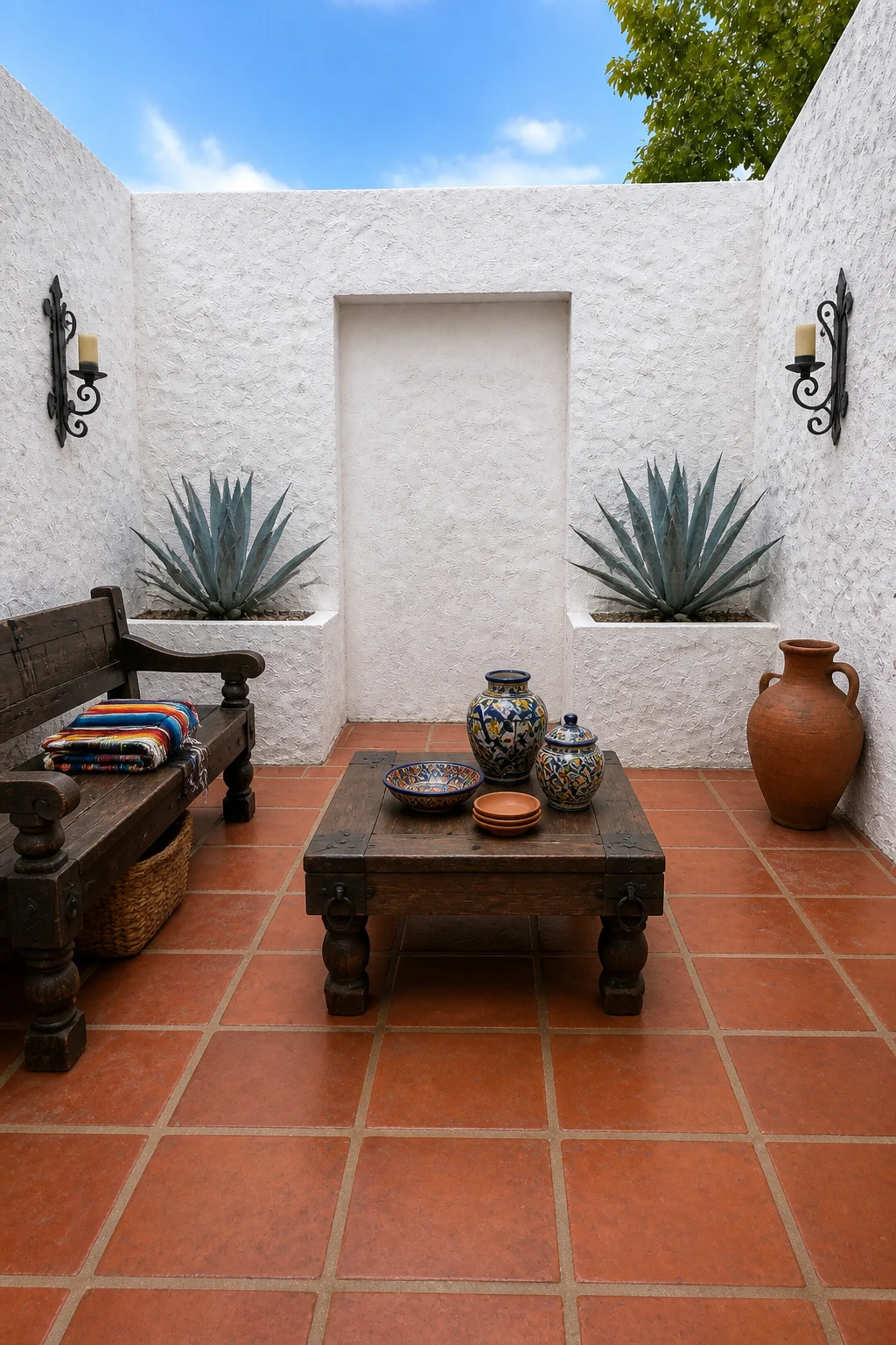 The same room styled as Spanish Colonial