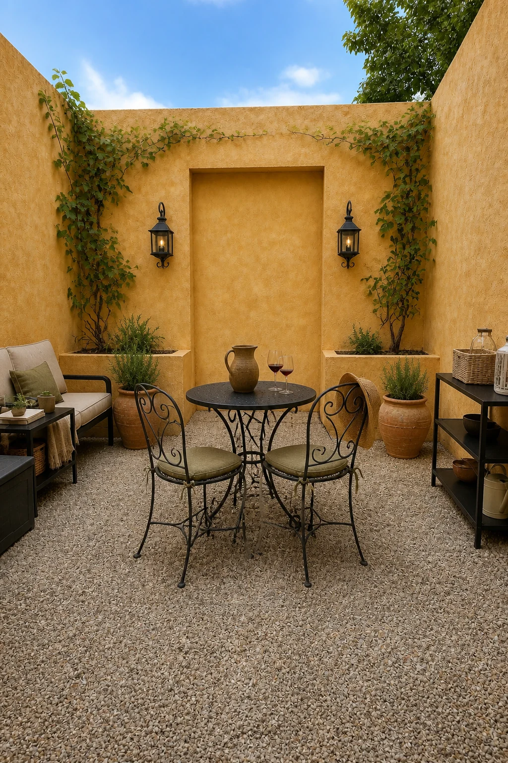 The same room styled as Tuscan Renaissance