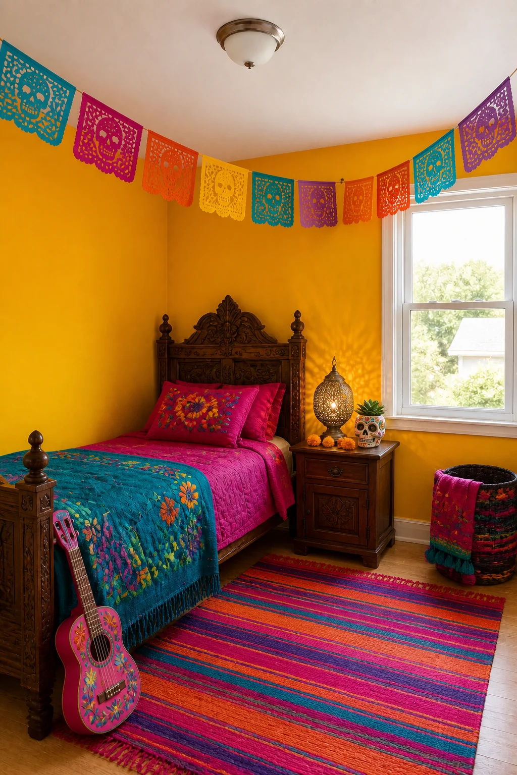 The same room styled as Vibrant Fiesta