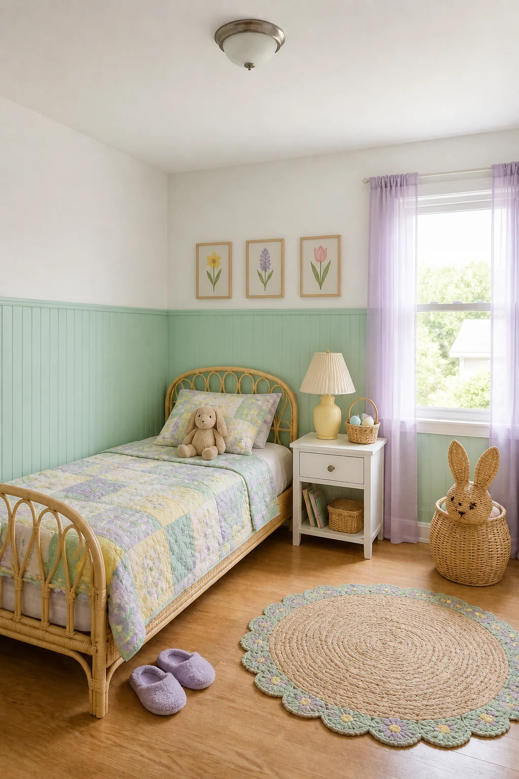 The same room styled as Easter Garden