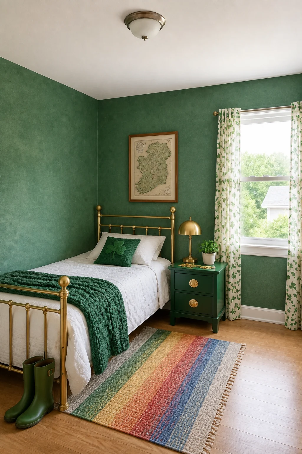 The same room styled as St. Patrick's Whimsy