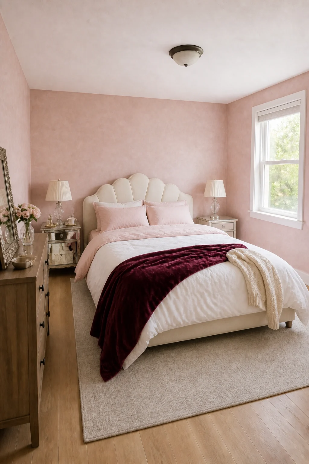 The same room styled as Romantic Parisian