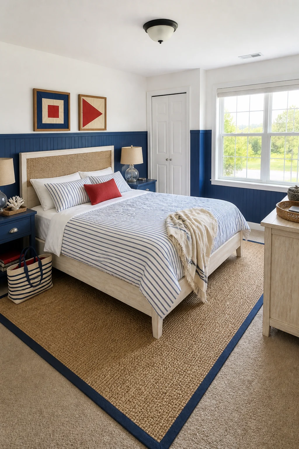 The same room styled as Fourth of July