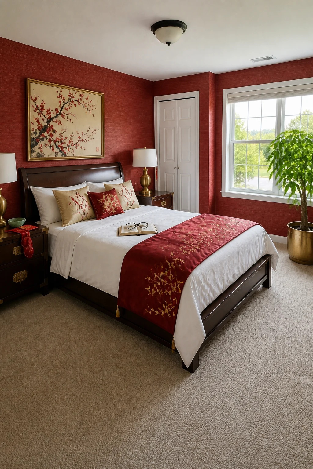 The same room styled as Lunar New Year