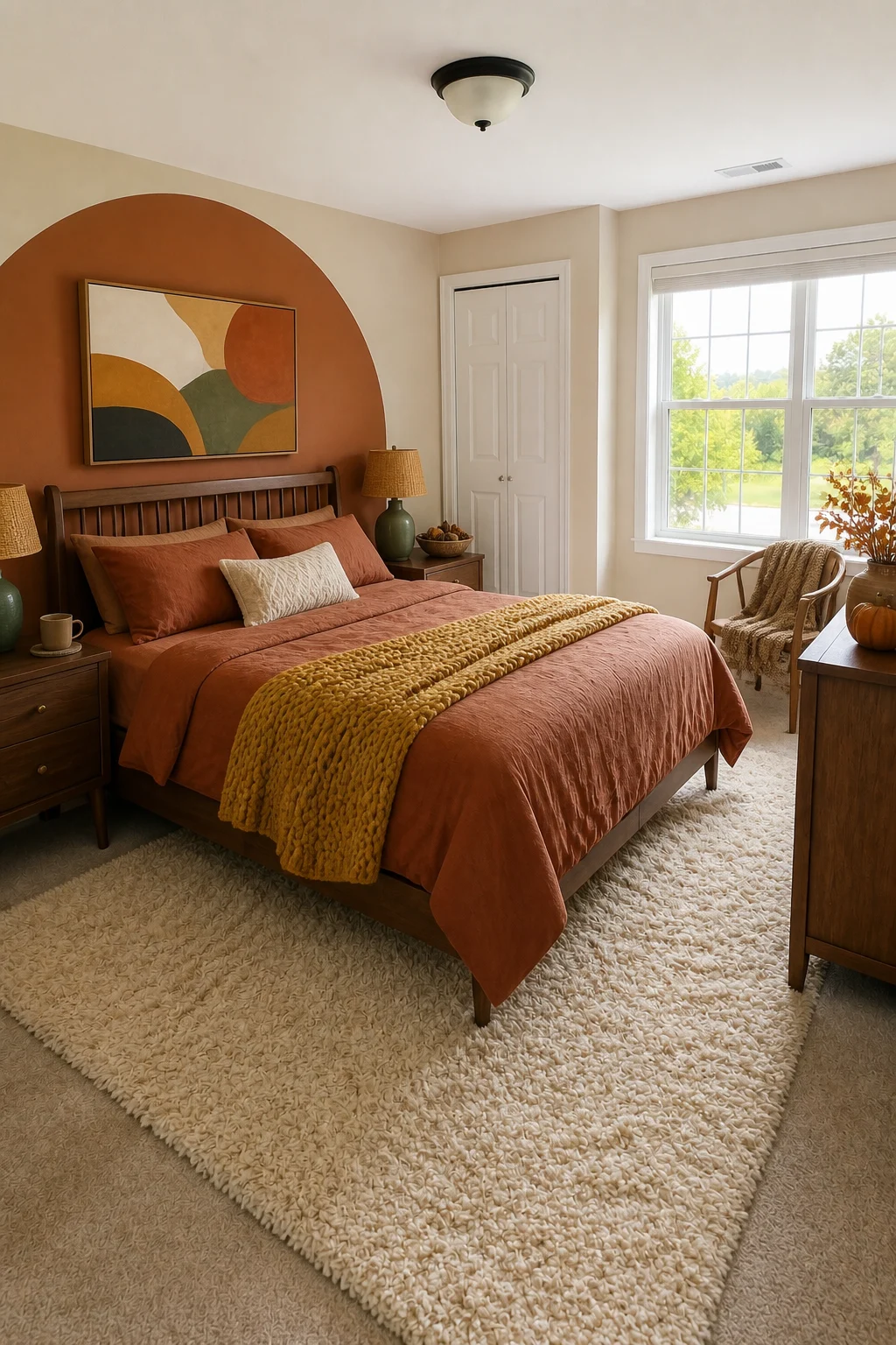 The same room styled as Thanksgiving