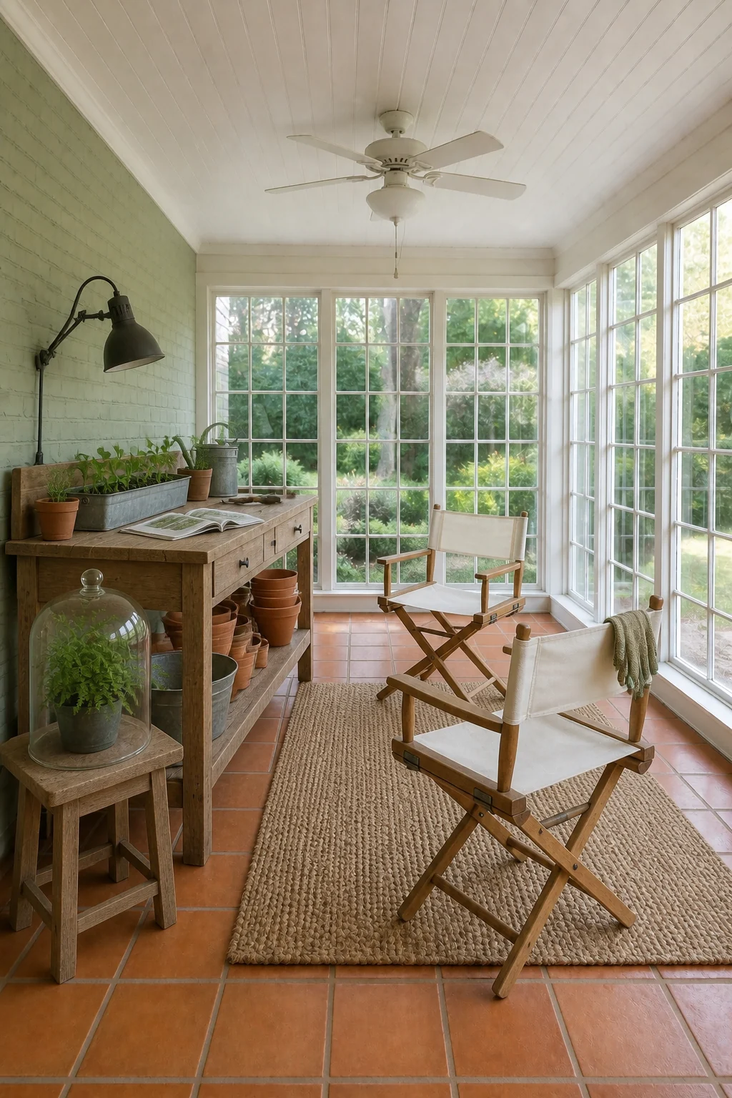 The same room styled as Spring Garden Prep