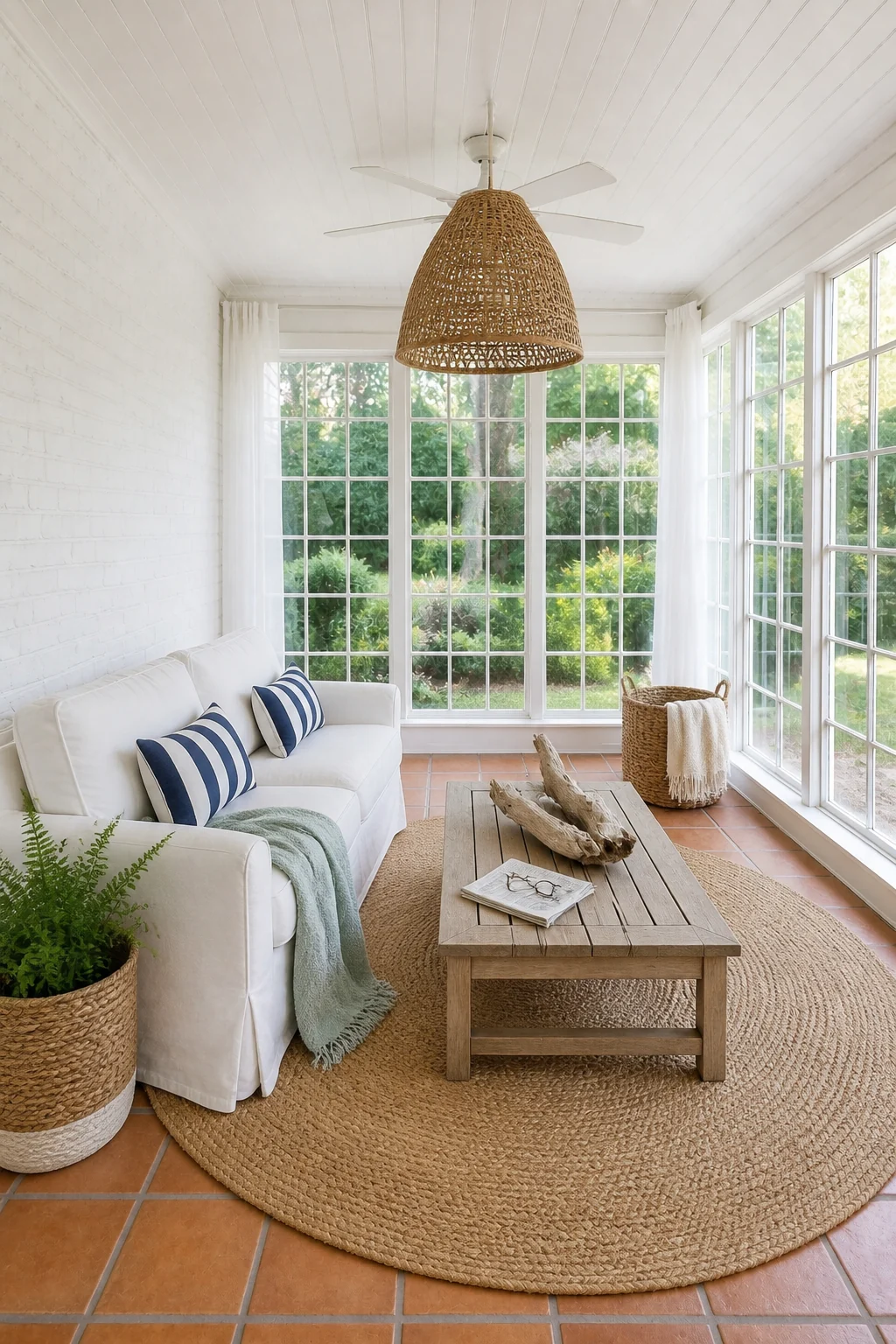 The same room styled as Breezy Summer Morning