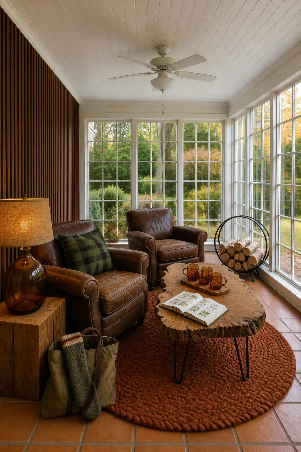 The same room styled as Rustic Cider Tasting