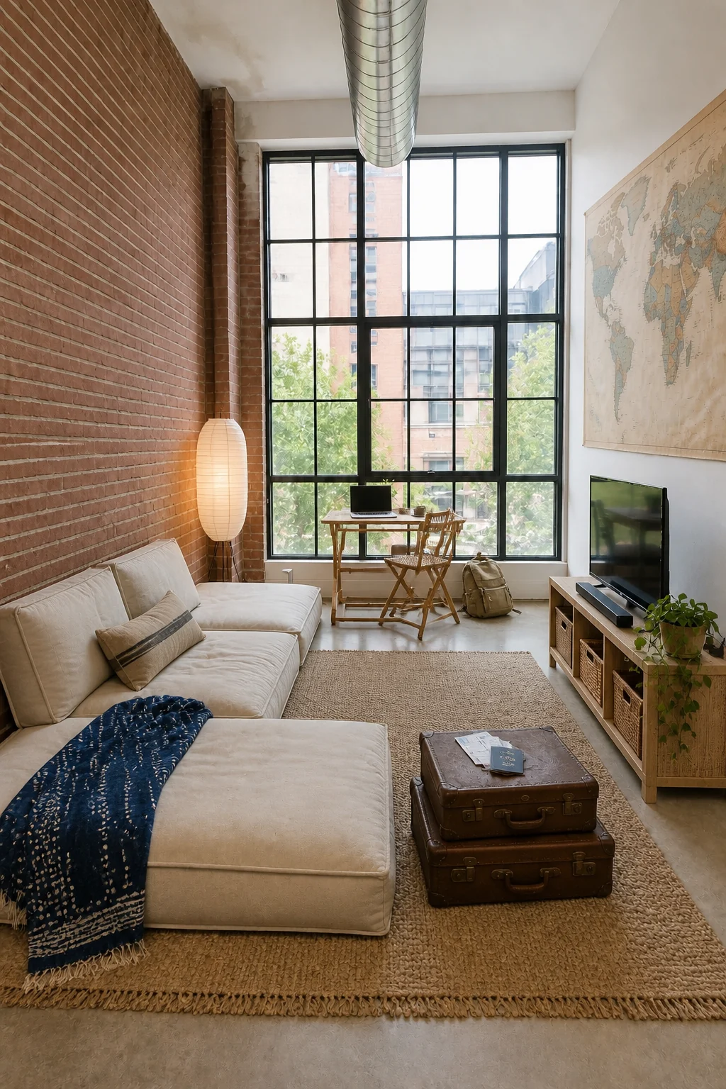 The same room styled as Digital Nomad Base