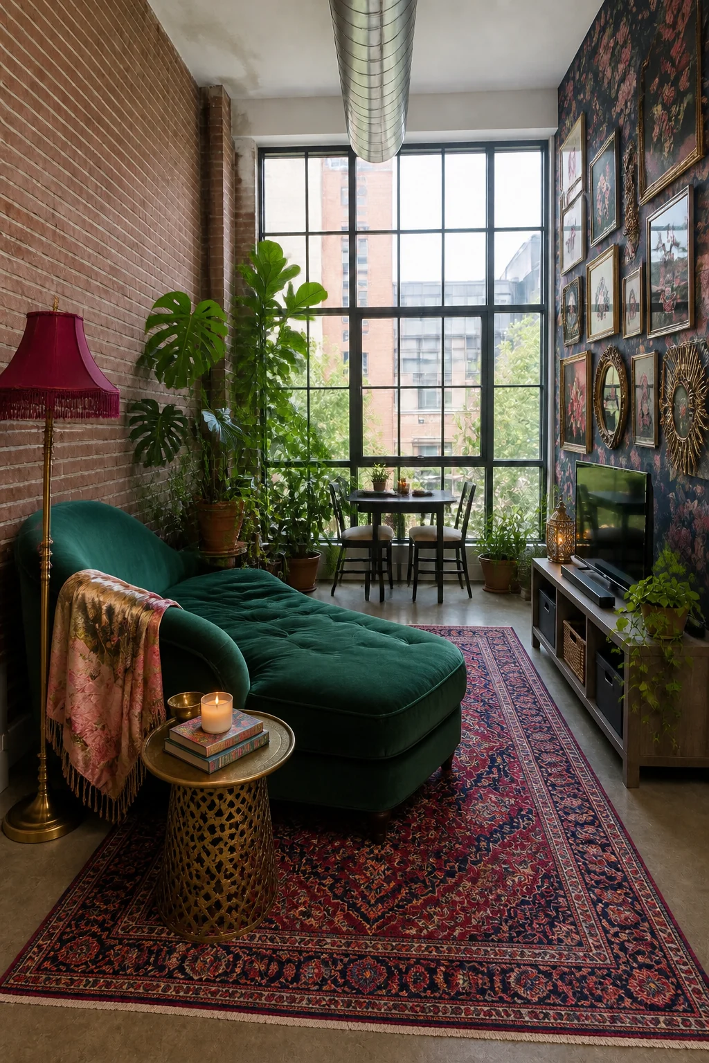 The same room styled as Fresh Start Maximalist