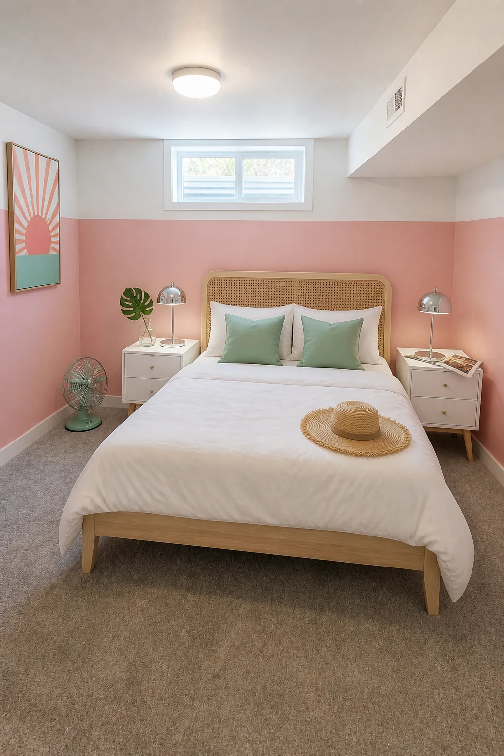 The same room styled as Palm Springs Breezy
