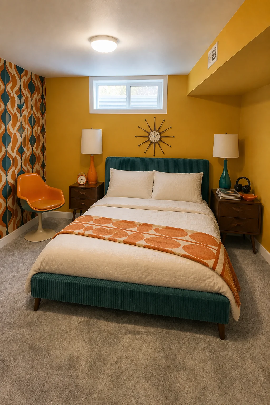 The same room styled as Retro Pop 1960s