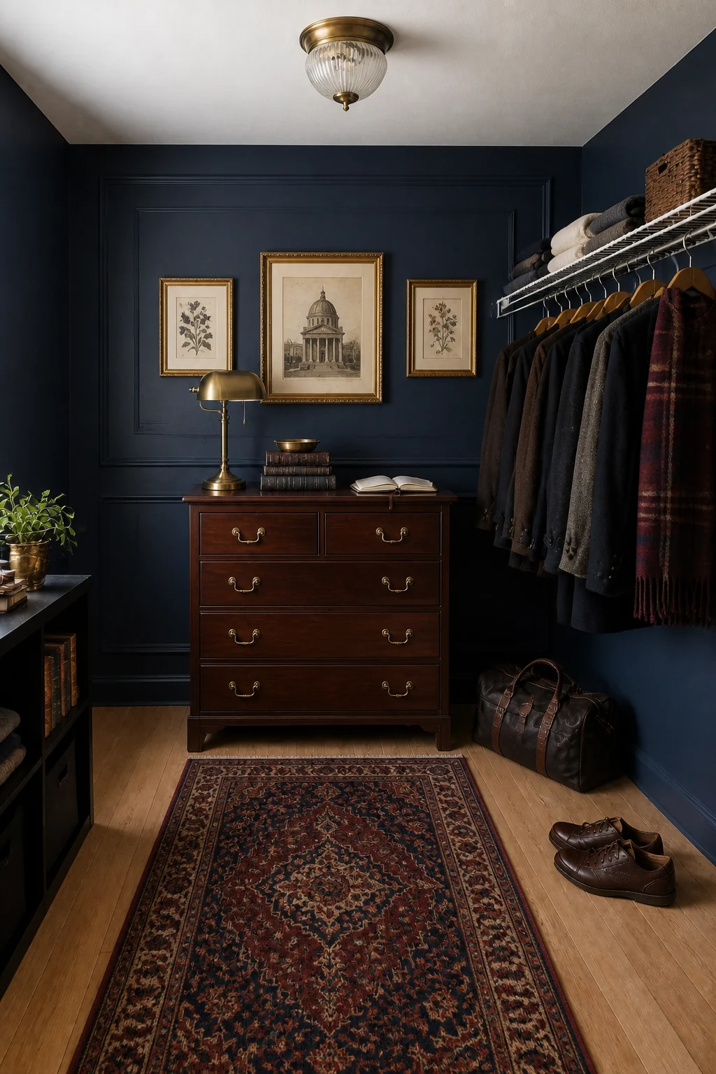 The same room styled as Dark Academia
