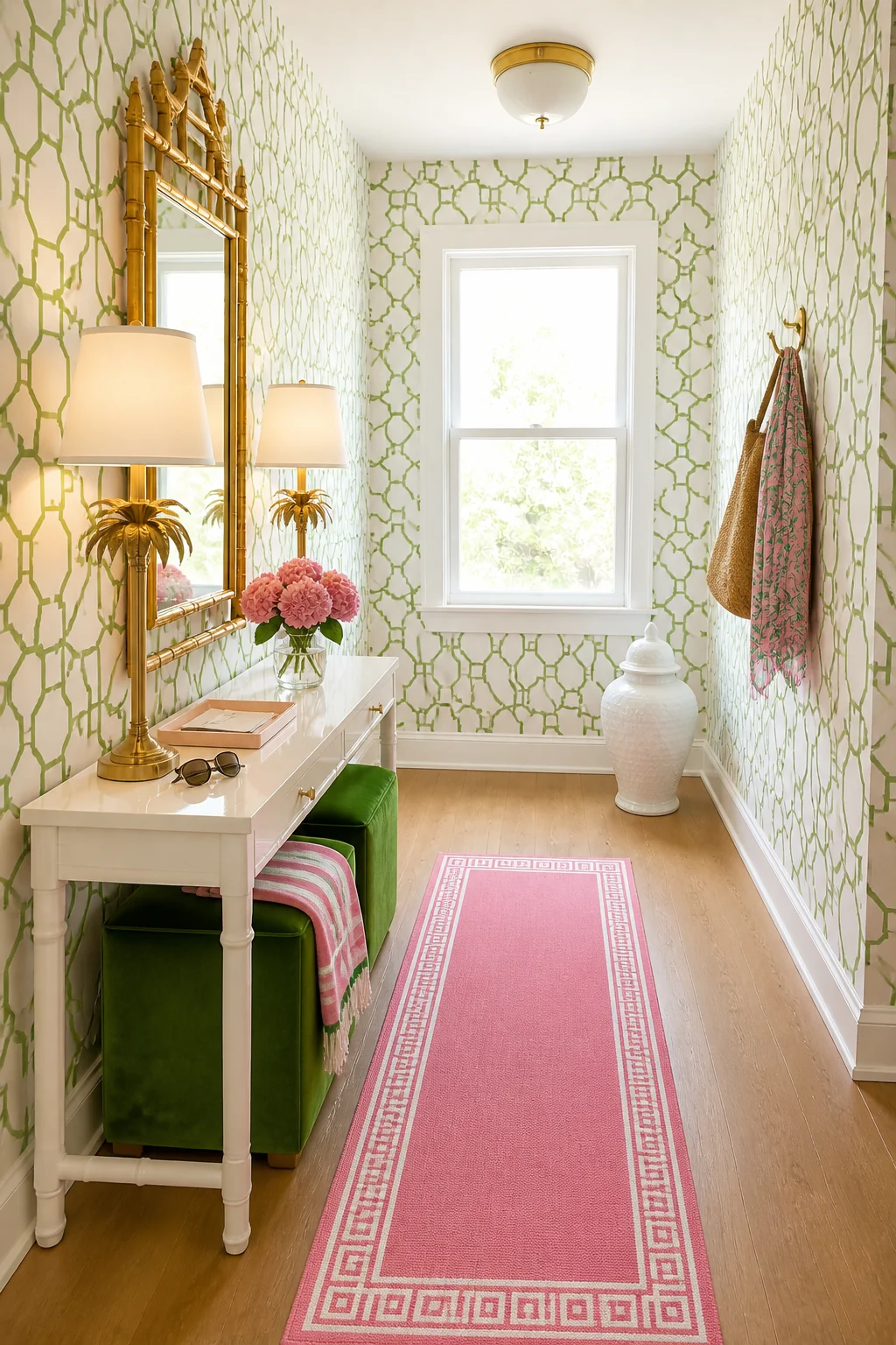 The same room styled as Palm Beach Prep
