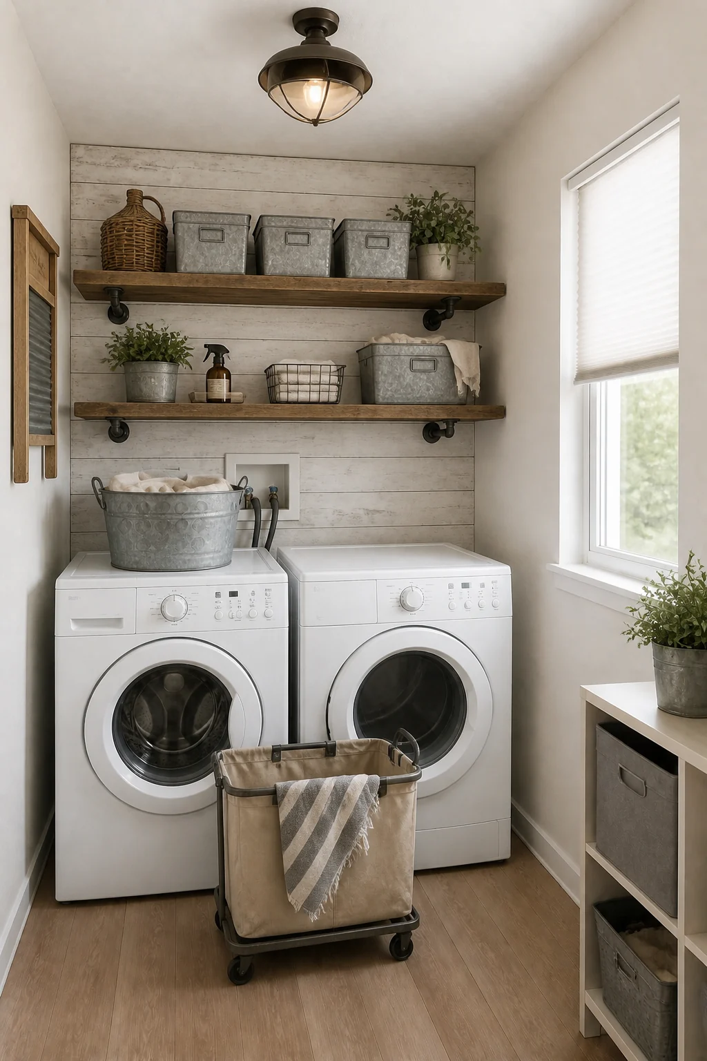 The same room styled as Rustic Farmhouse Cottage