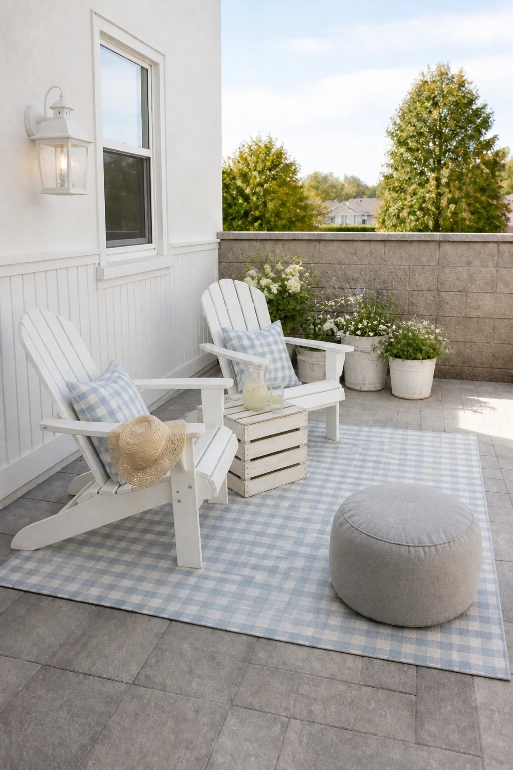 The same room styled as Cottage Farmhouse