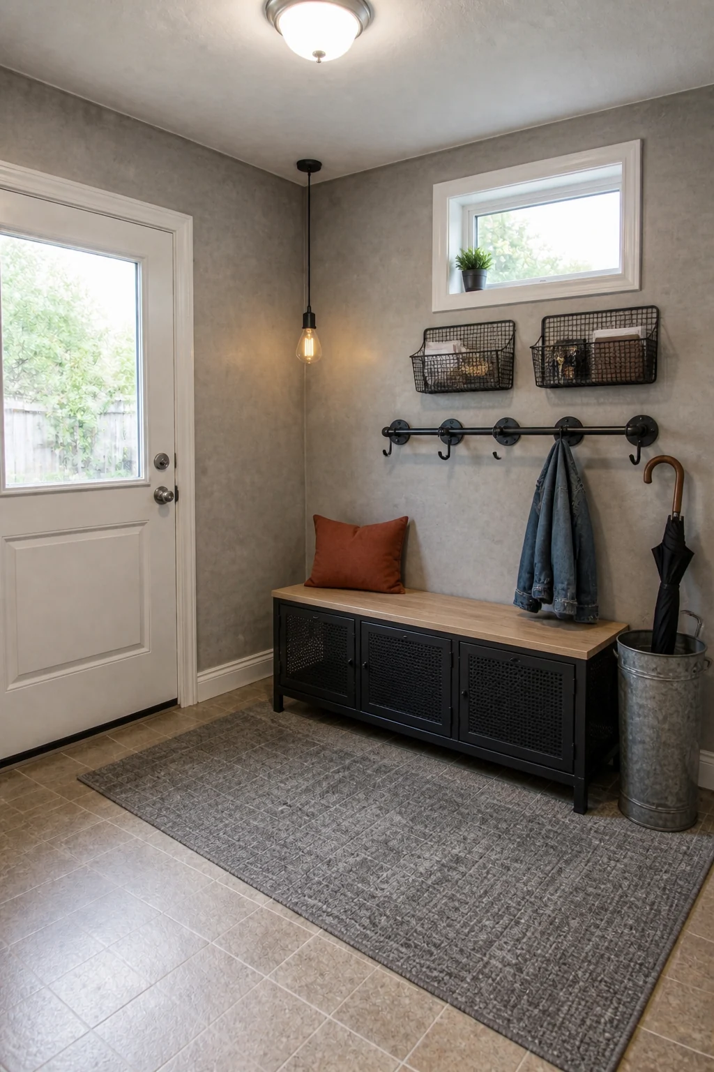 The same room styled as Scandi Industrial