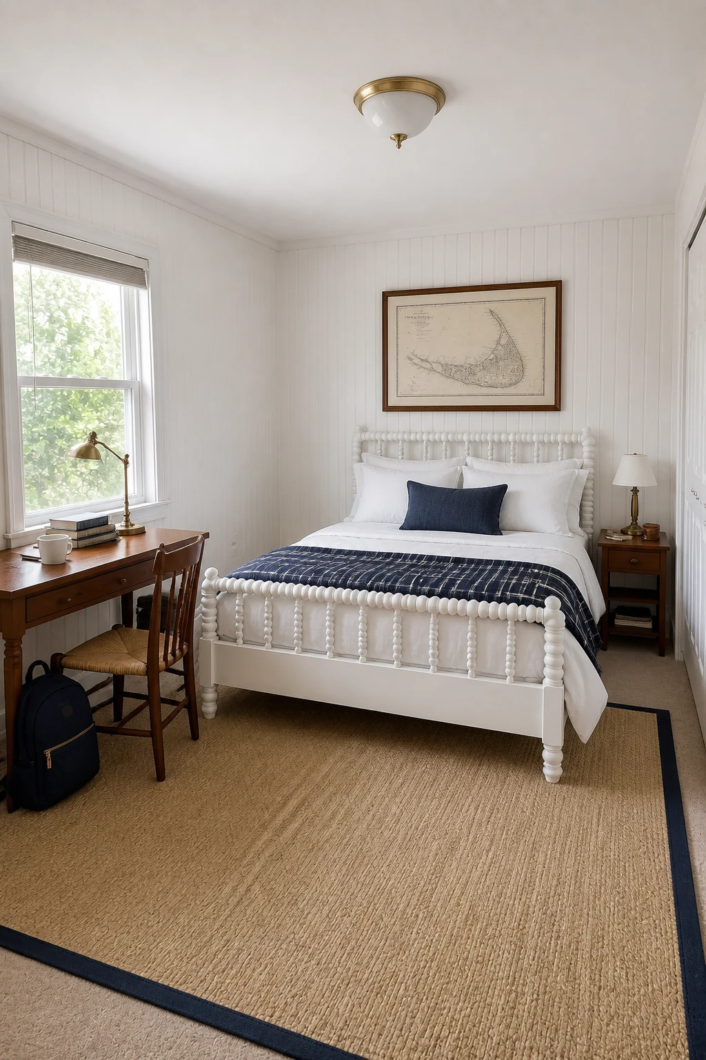 The same room styled as Classic Nantucket