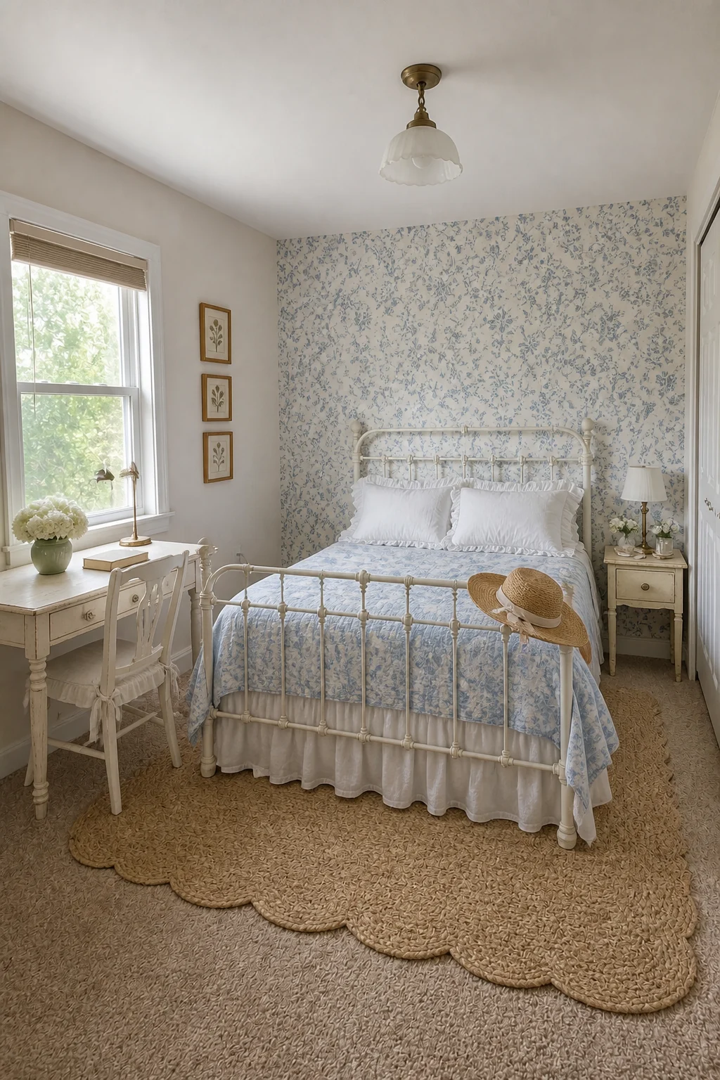The same room styled as Romantic Cottage