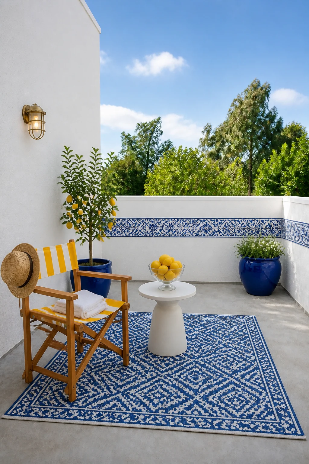 The same room styled as Amalfi Coastal