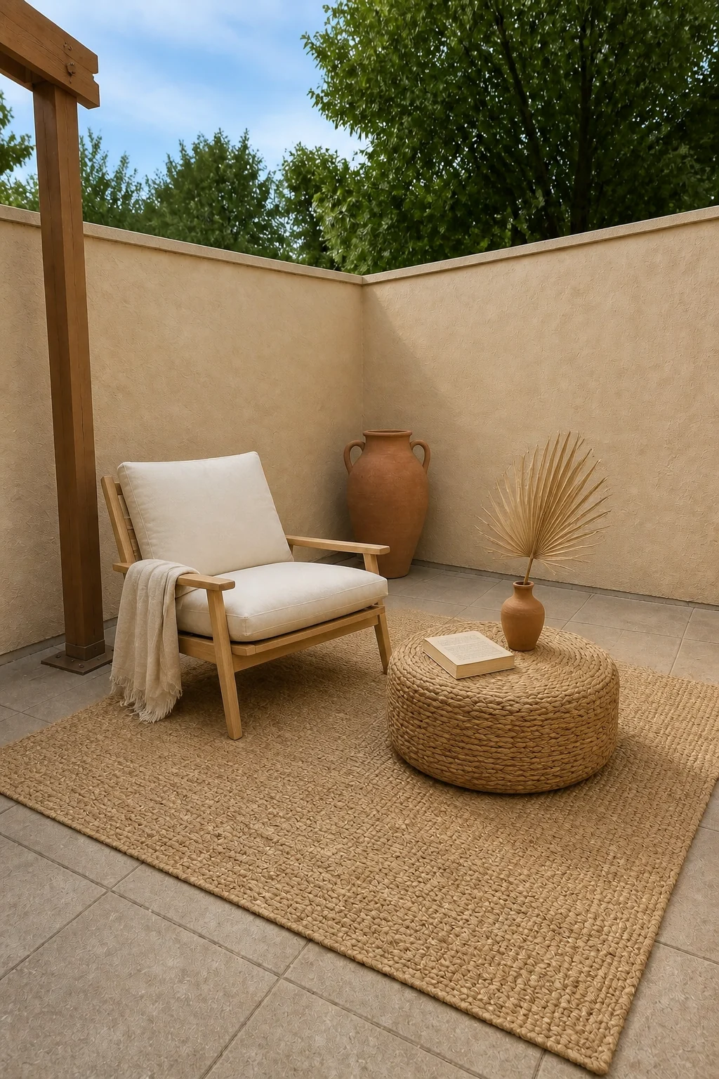 The same room styled as Balearic Warmth