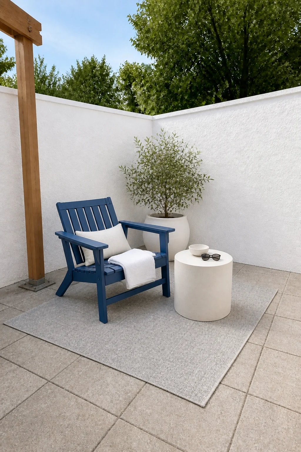 The same room styled as Cycladic Pure