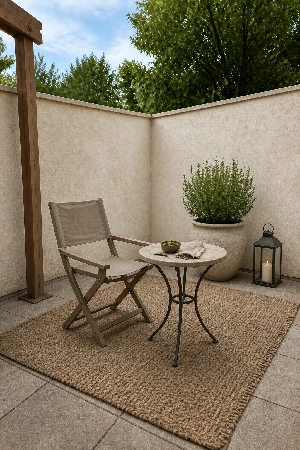 The same room styled as Puglian Rustic