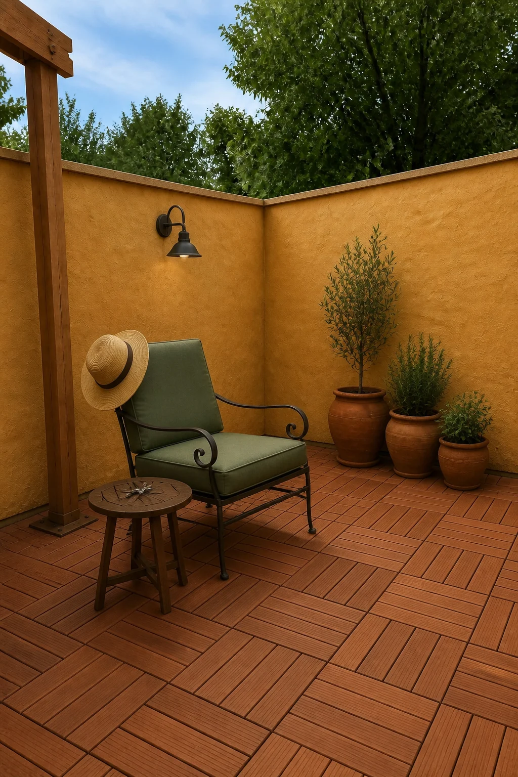 The same room styled as Tuscan Sunbaked
