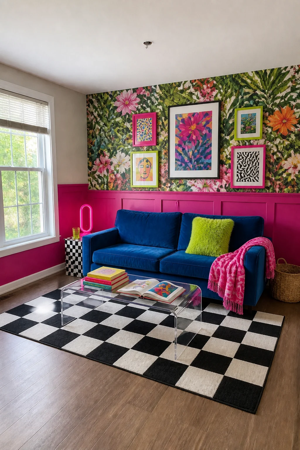 The same room styled as Electric Eclectic