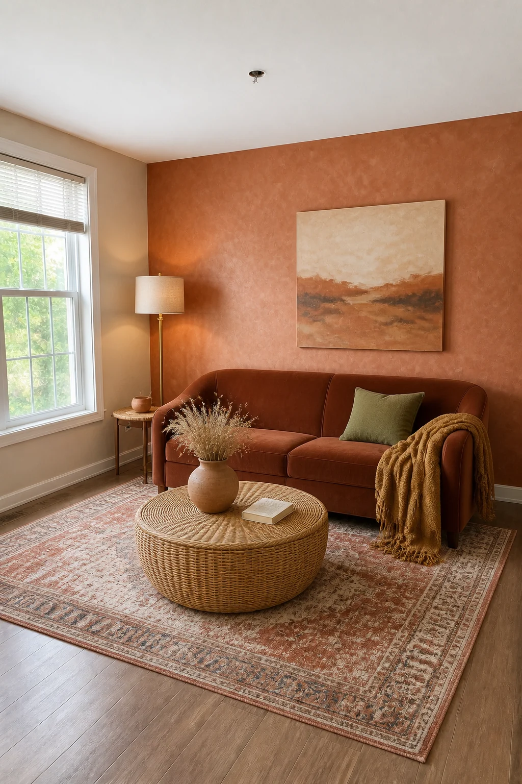 The same room styled as Terracotta Desert