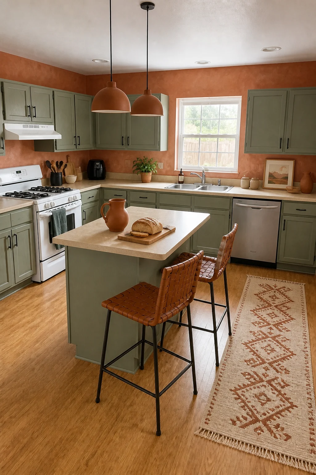 The same room styled as Terracotta & Sage