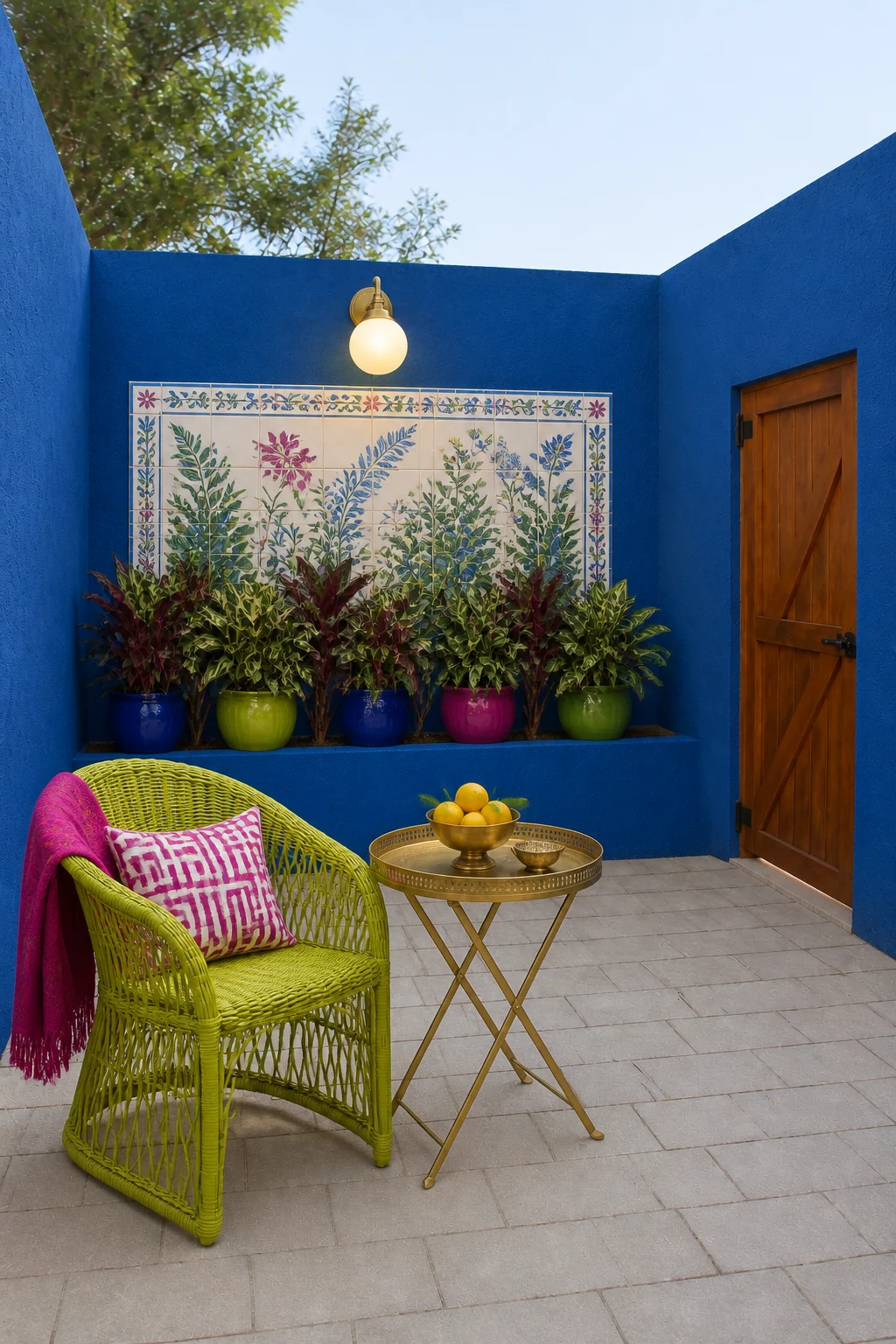 The same room styled as Lapis Maximalist