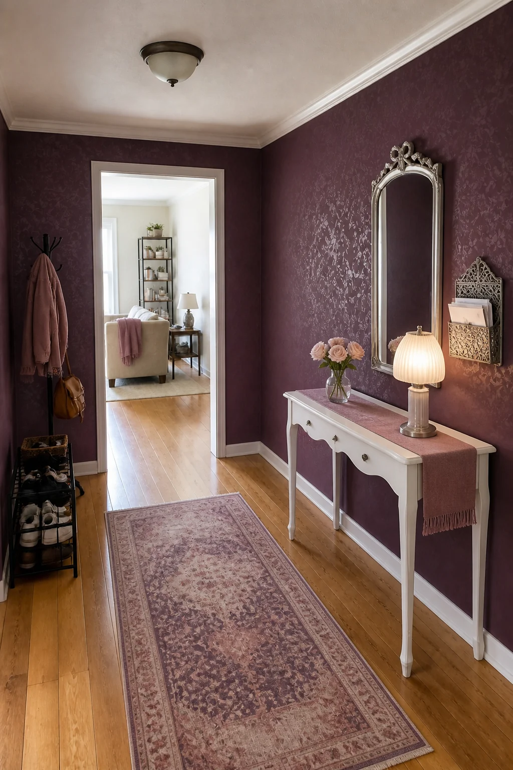 The same room styled as Plum Romantic Vintage